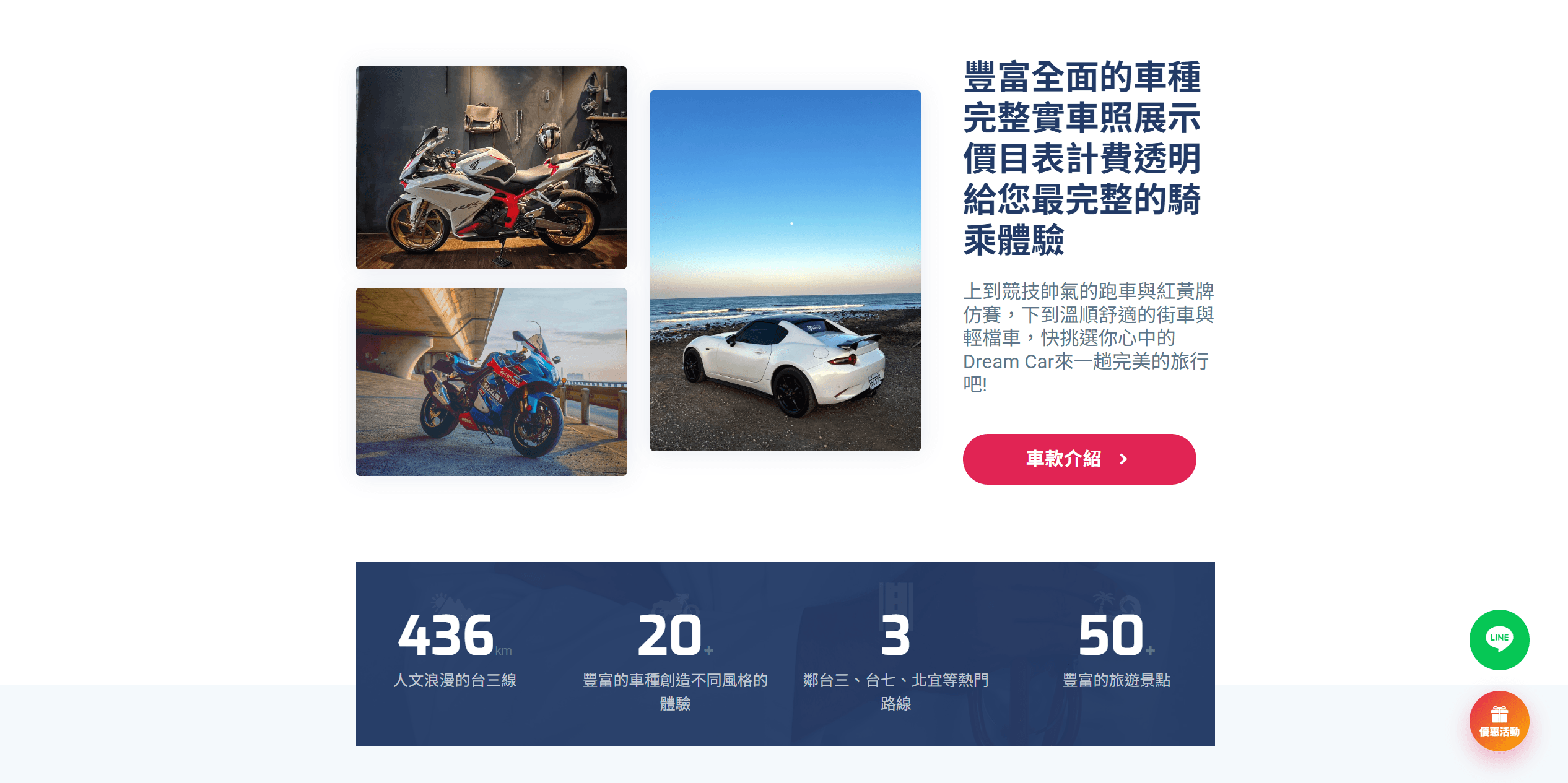 車輛介紹入口，圖文視覺設計